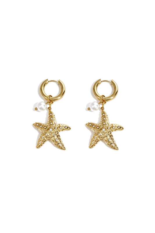 Gold Starfish Drop Earrings for Spring/Summer