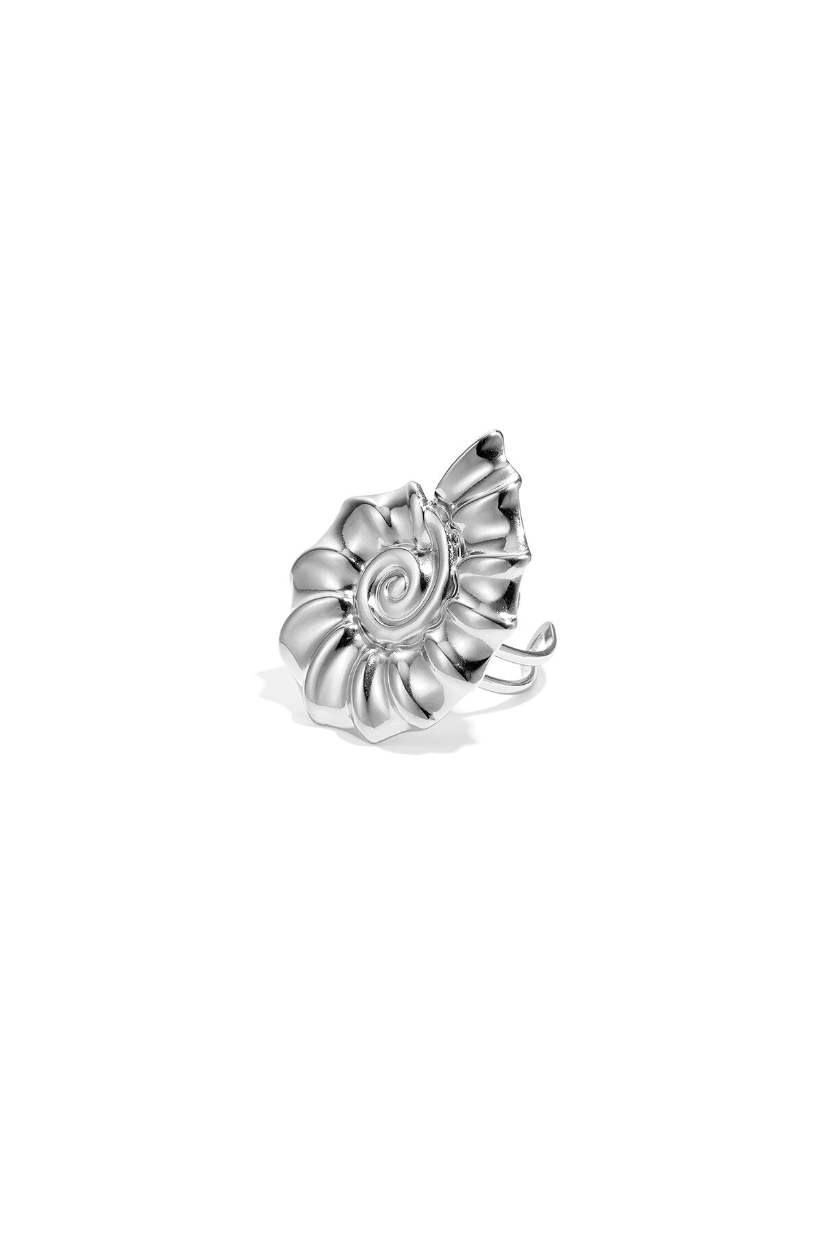 Elegant Adjustable Shell Statement Ring - Silver & Gold
