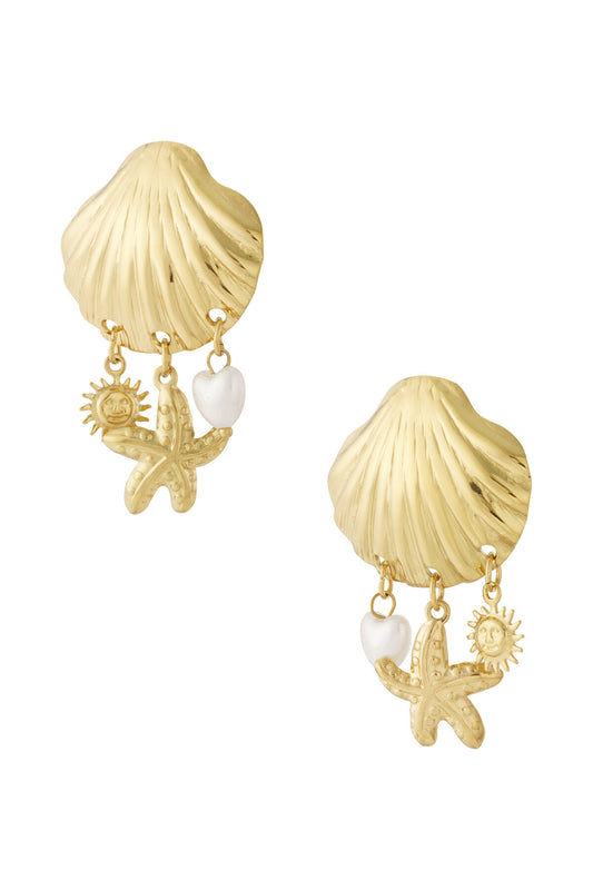 14K Gold Plated Oceanic Style Drop Earrings
