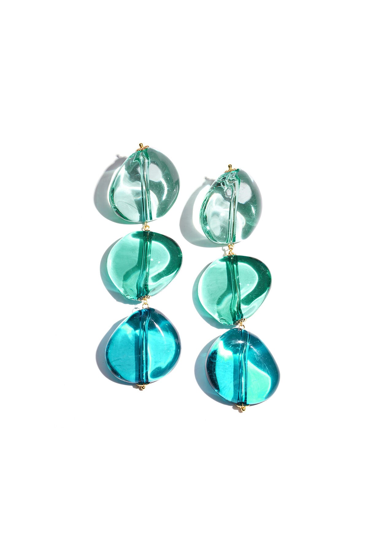 Chic Khaki & Blue Acrylic Dangle Earrings