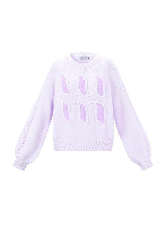Soft Knitted Sweater for Fall/Winter in Pink, Off-White & Light Purple