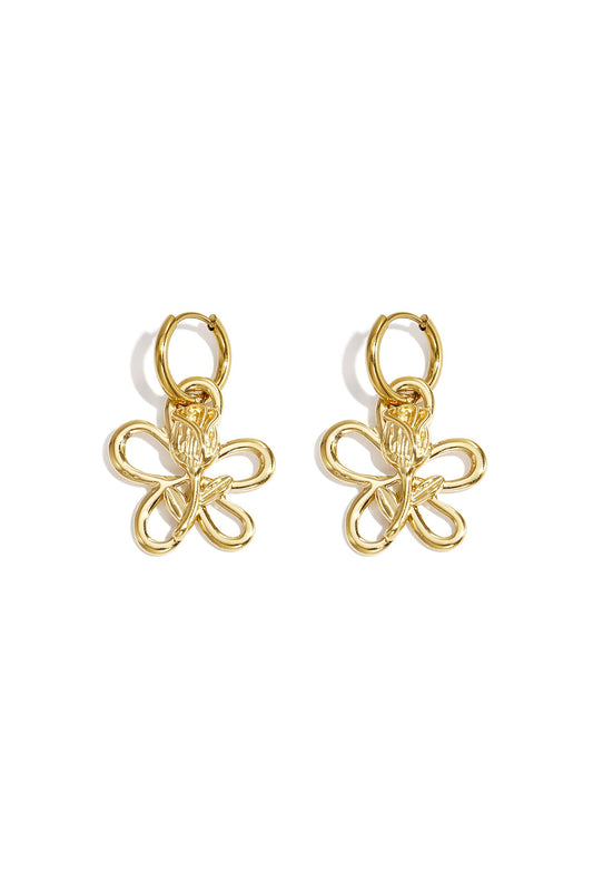 Elegant Gold Drop Earrings for Women - Romantic Floral Design