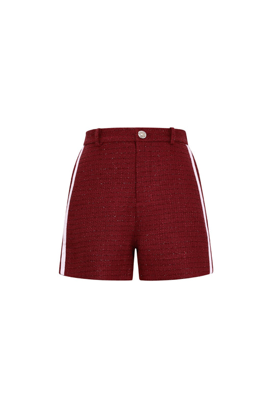 Elegant Plaid Shorts for Fall/Winter in Wine Red and Black