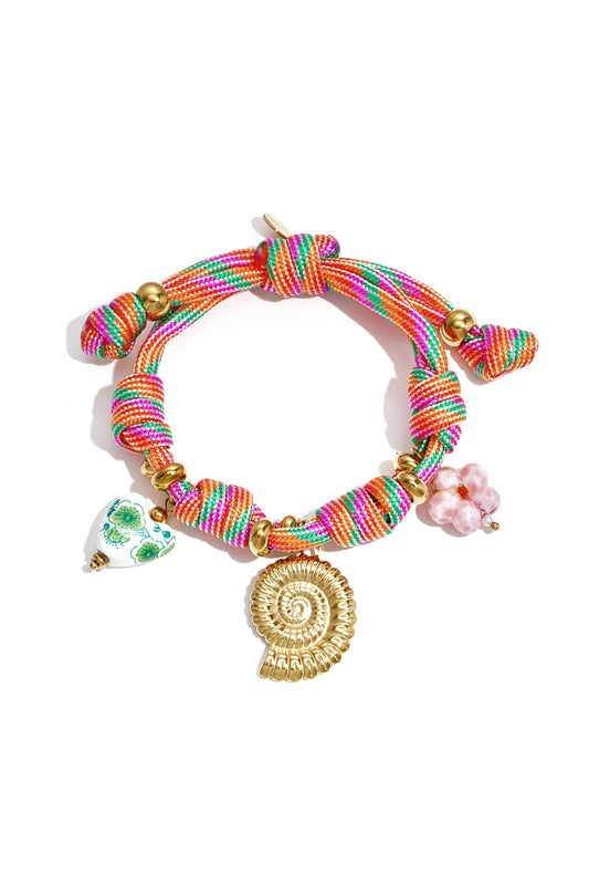 Charming Pink Rope Charm Bracelet for Summer