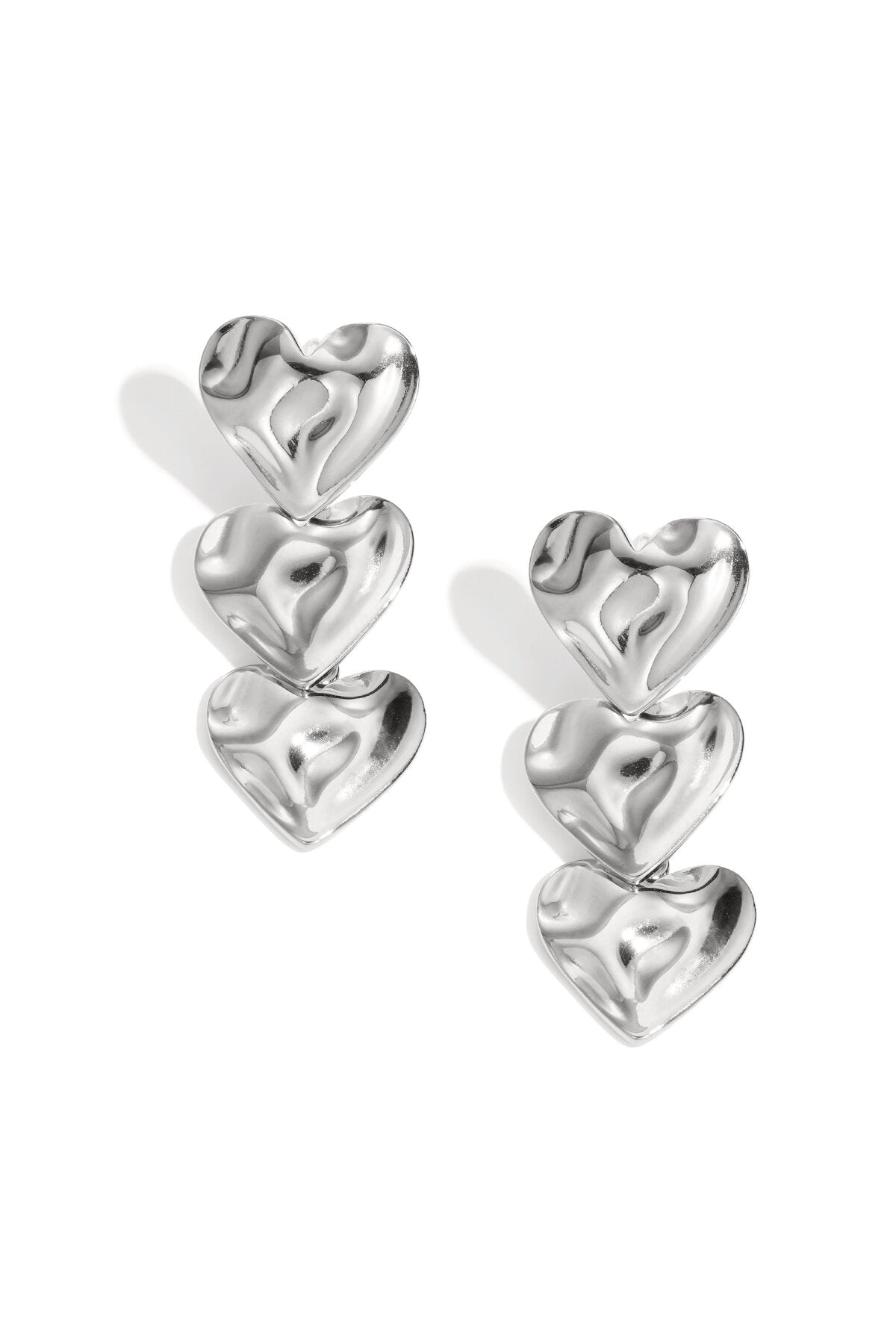 Elegant Heart Dangle Earrings for Women, Silver & Gold