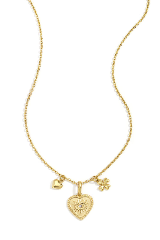 Elegant Devil's Eye & Heart Pendant Necklace