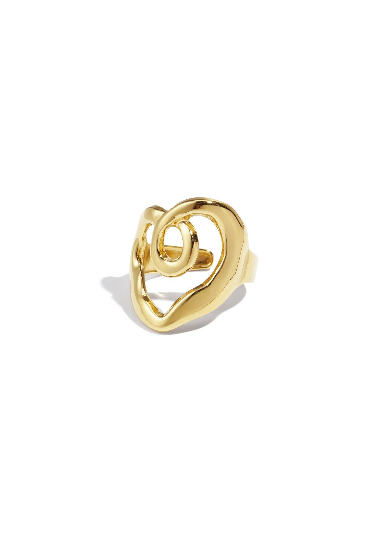 Adjustable Irregular Statement Ring in Silver & Gold