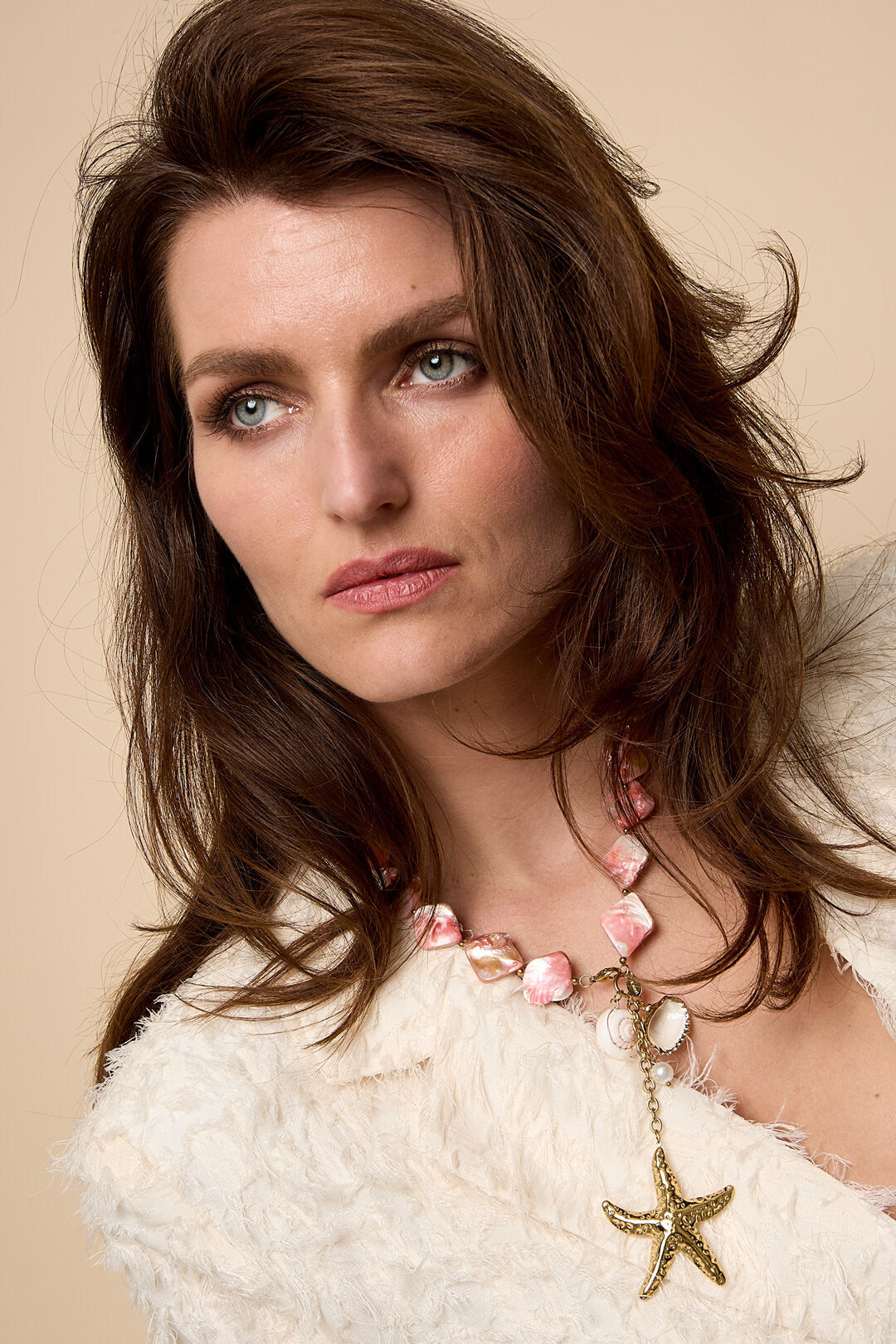 Lumé Gold Color Sea Shell Beaded Necklace