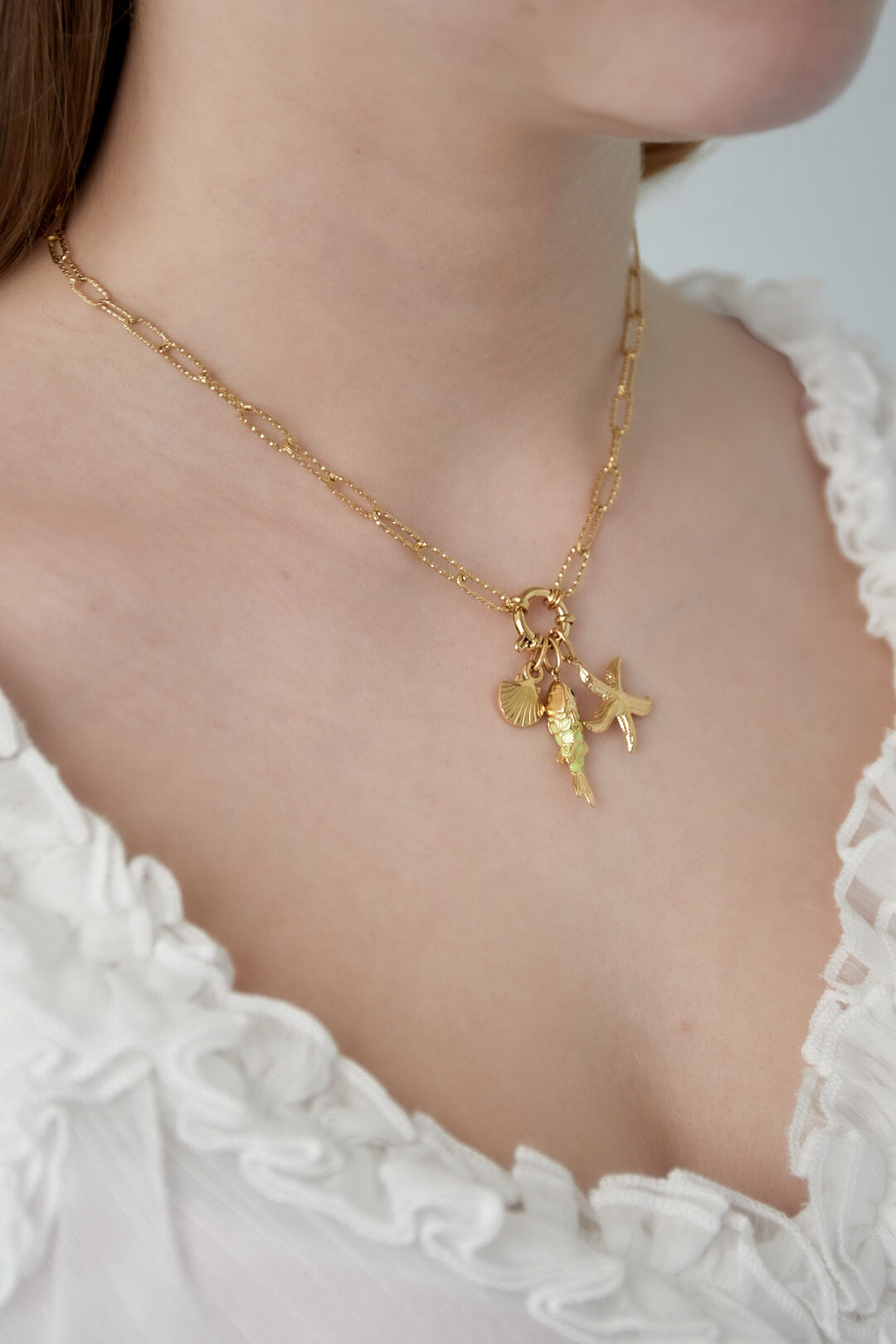 14K Gold Plated Starfish Shell Pendant Necklace