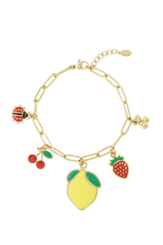 14K Gold Plated Fruit Charm Bracelet for Spring/Summer