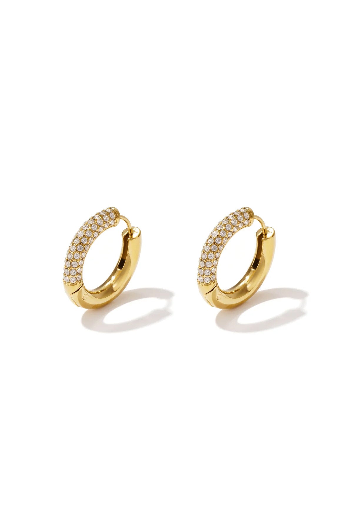 Elegant Rhinestone Hoop Earrings - Silver & Gold