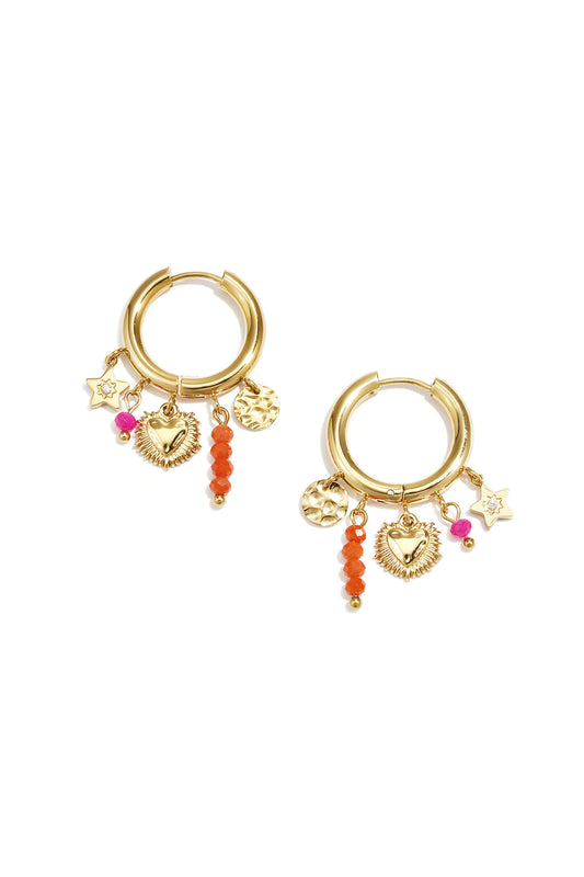 Elegant Rhinestone Heart & Star Drop Earrings