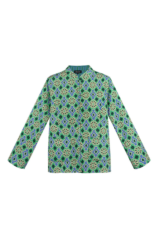 Boho Chic Green Rayon Jacket for Spring/Summer