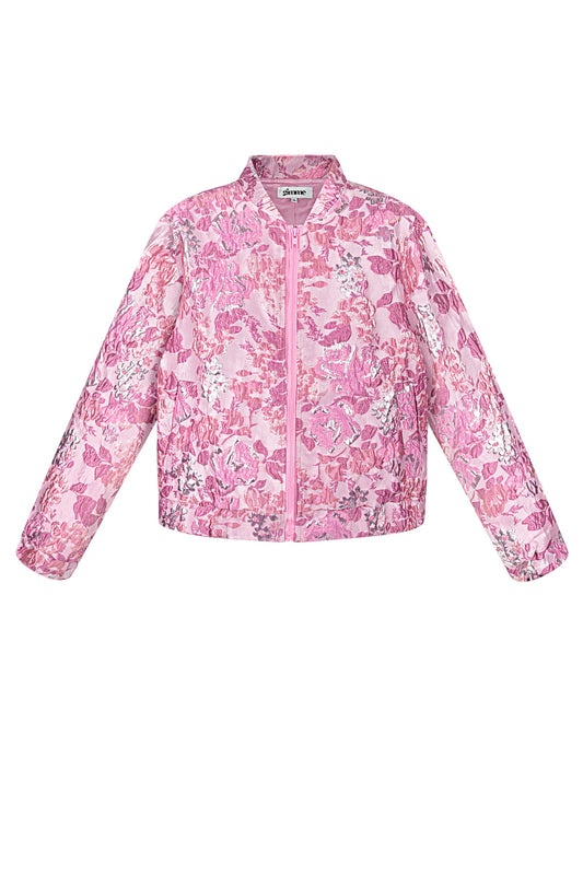 Stylish Polyester Jacket in Green, Purple & Pink