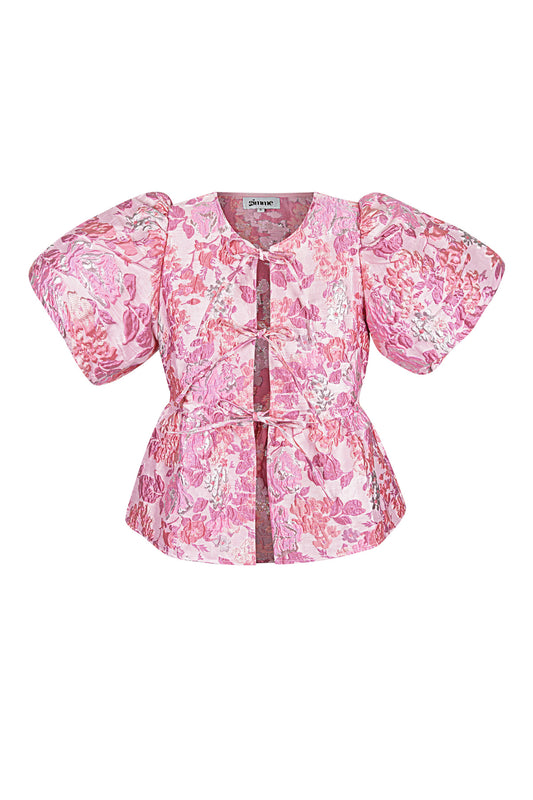 Elegant Floral Short Sleeve Top for Spring/Summer