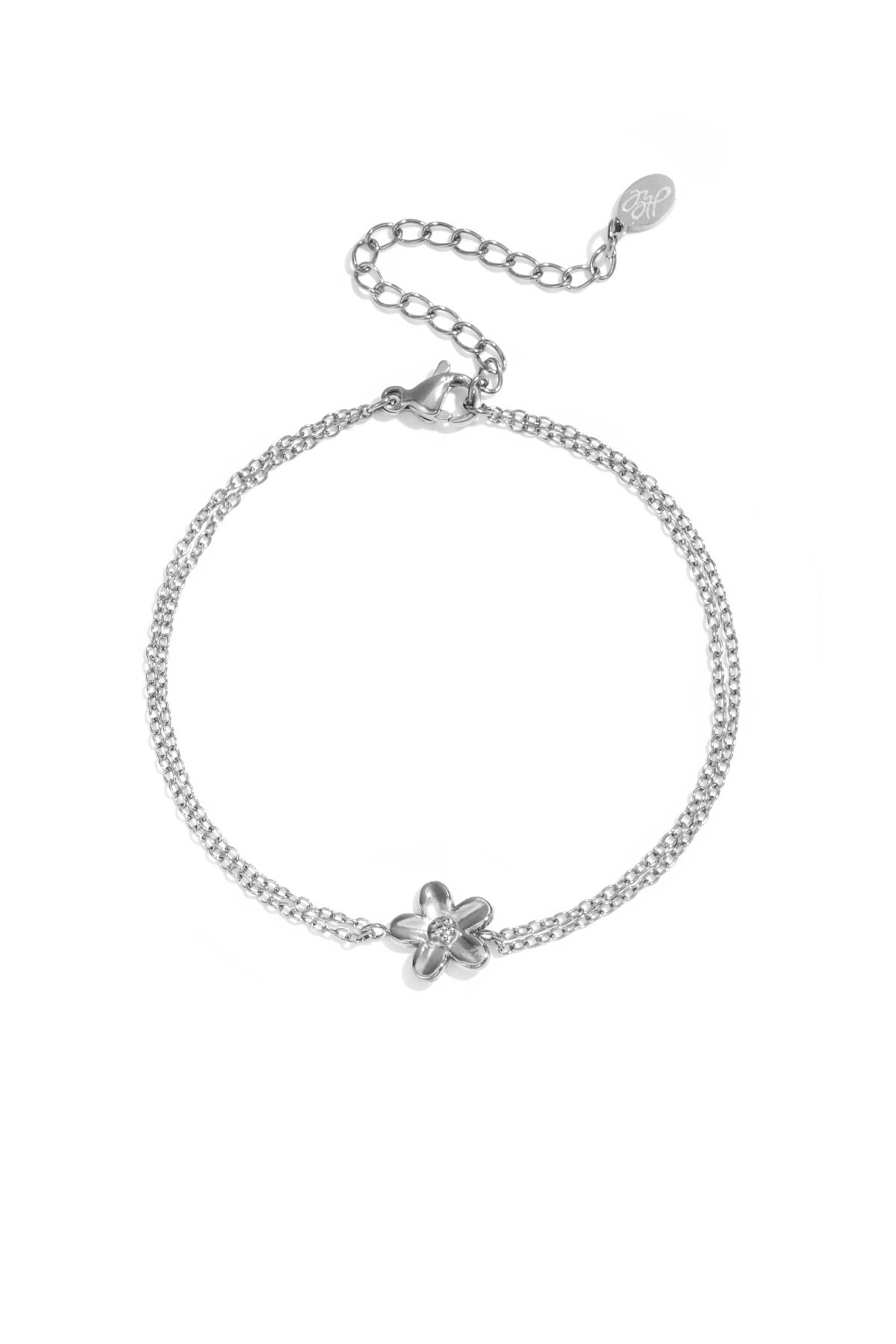 Stylish Stainless Steel Flower Charm Bracelet