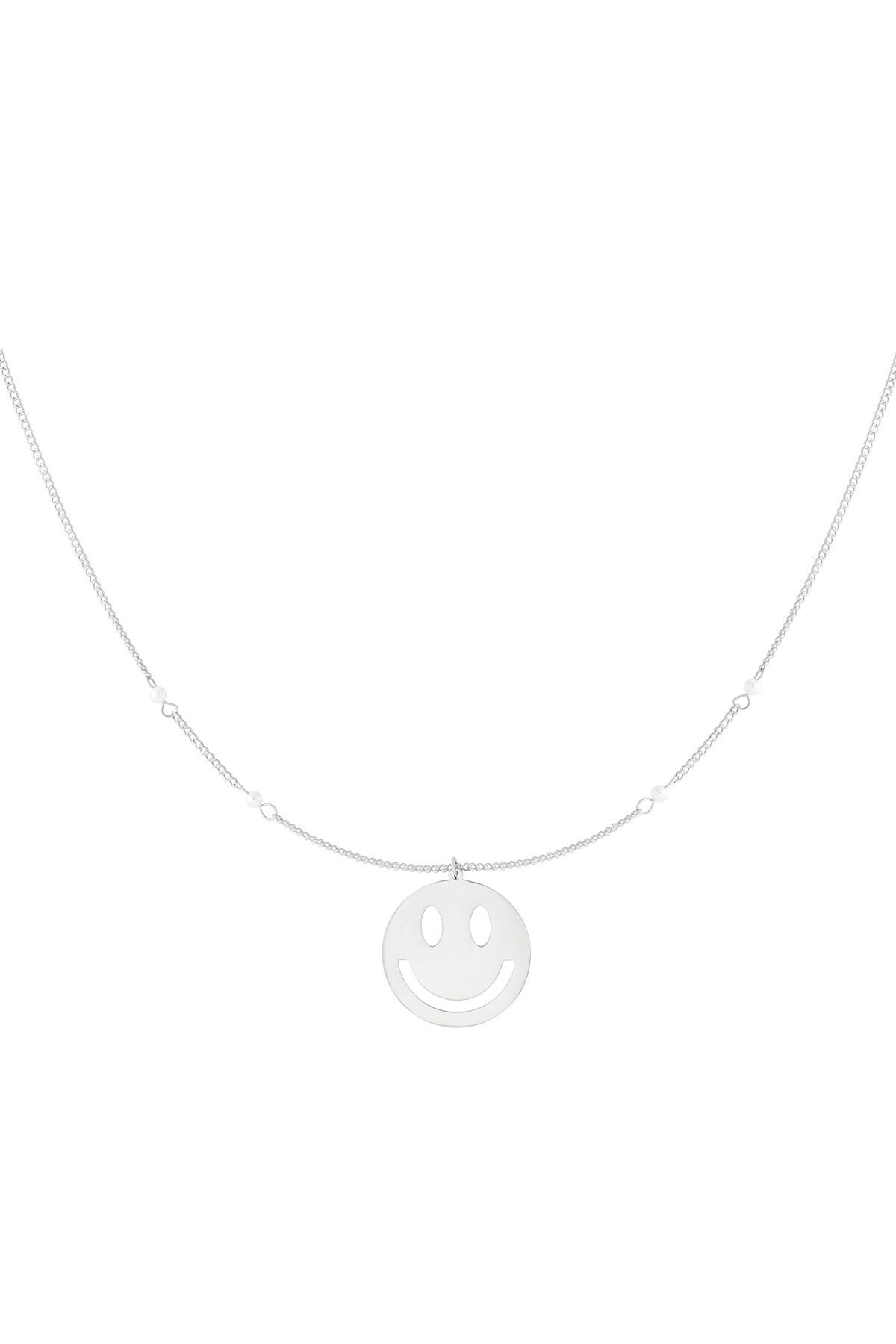 Charming Smiling Face Pendant Necklace in Silver & Gold