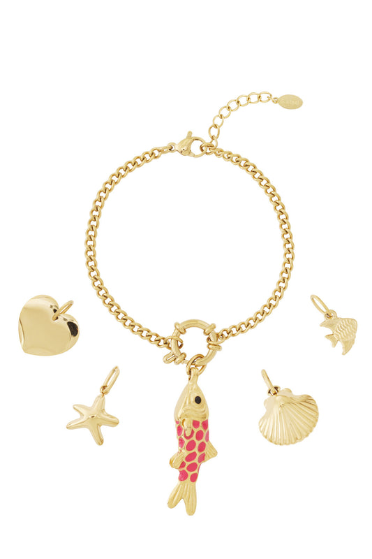 Elegant 14K Gold Plated Fish Charm Bracelet for Spring