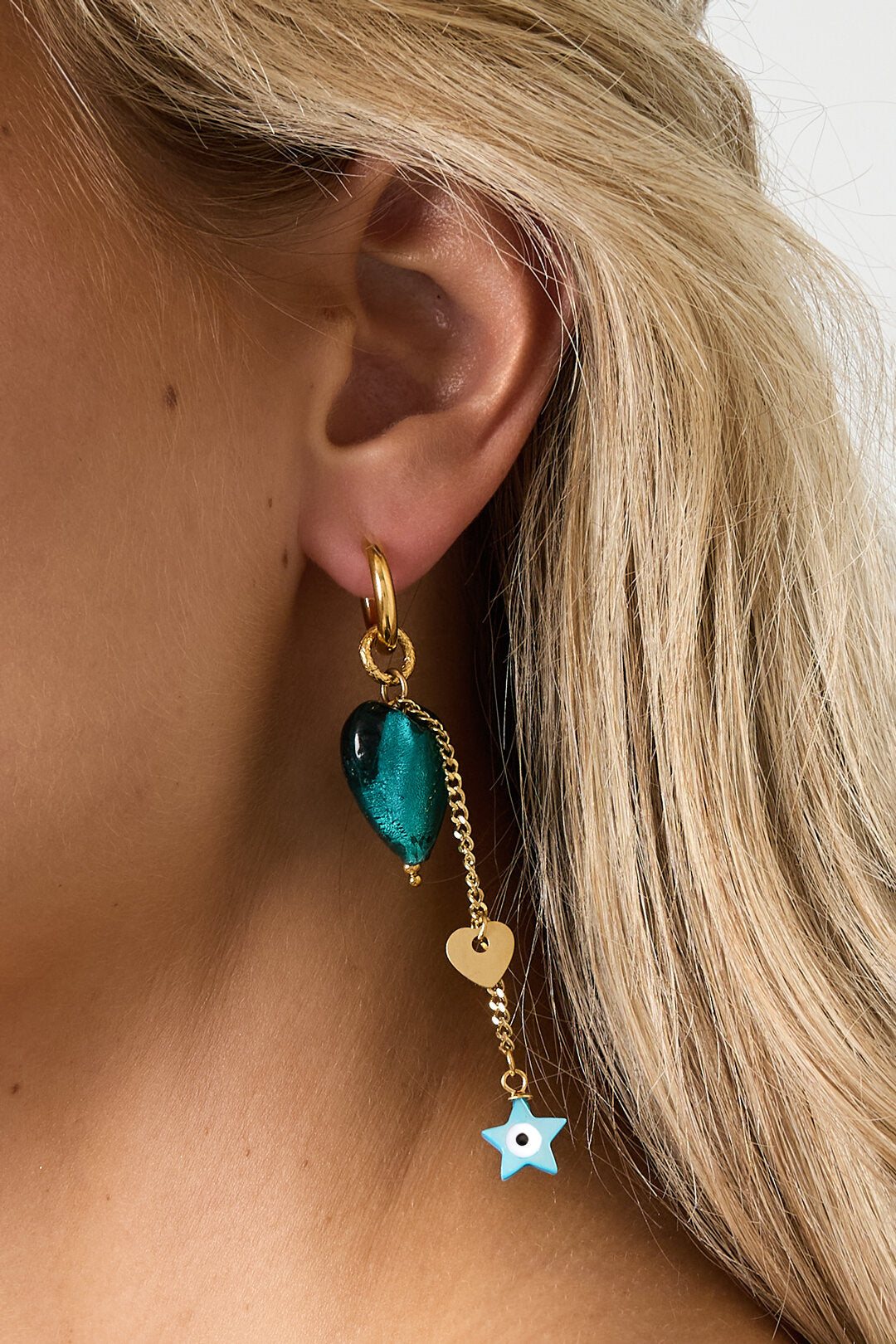 Elegant Blue Heart & Star Drop Earrings for Daily Wear