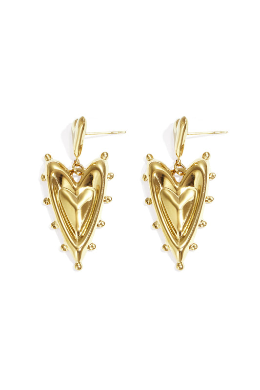 Stylish Gold Heart Drop Earrings for Women