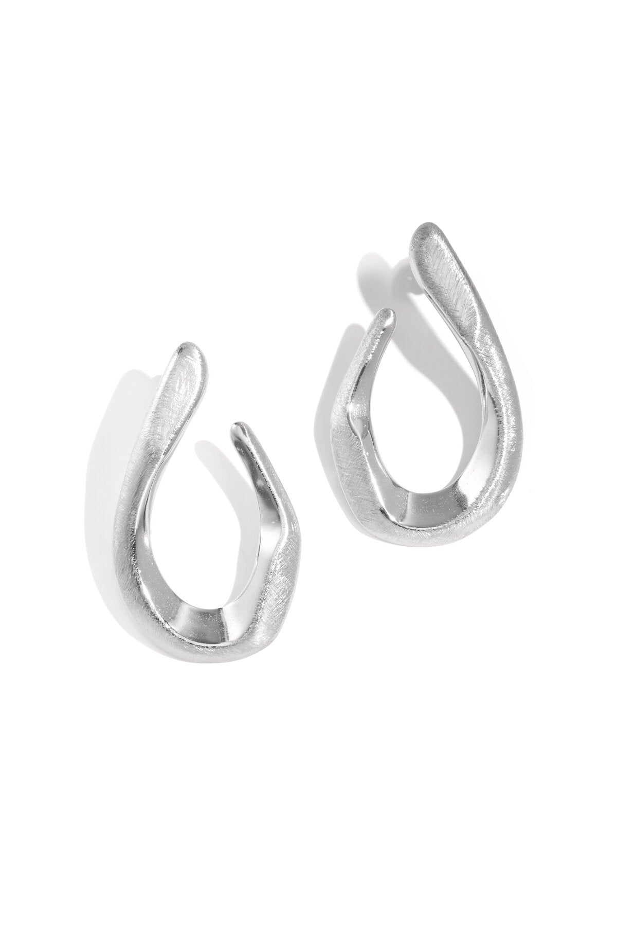 Lumé Irregular Shaped Stud Earrings, Silver & Gold