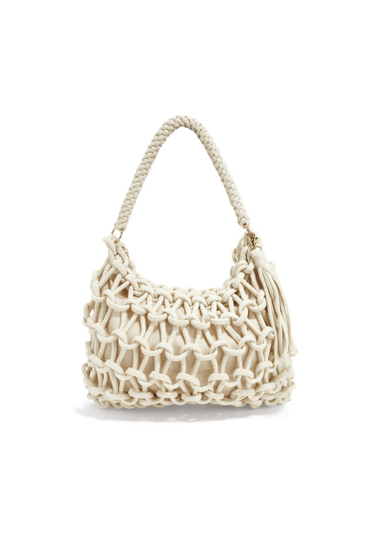 Elegant Black & Off-White Woven Beach Bag for Summer
