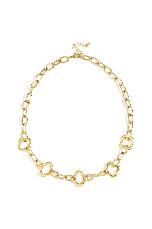 Elegant Gold & Silver Clover Chain Necklace