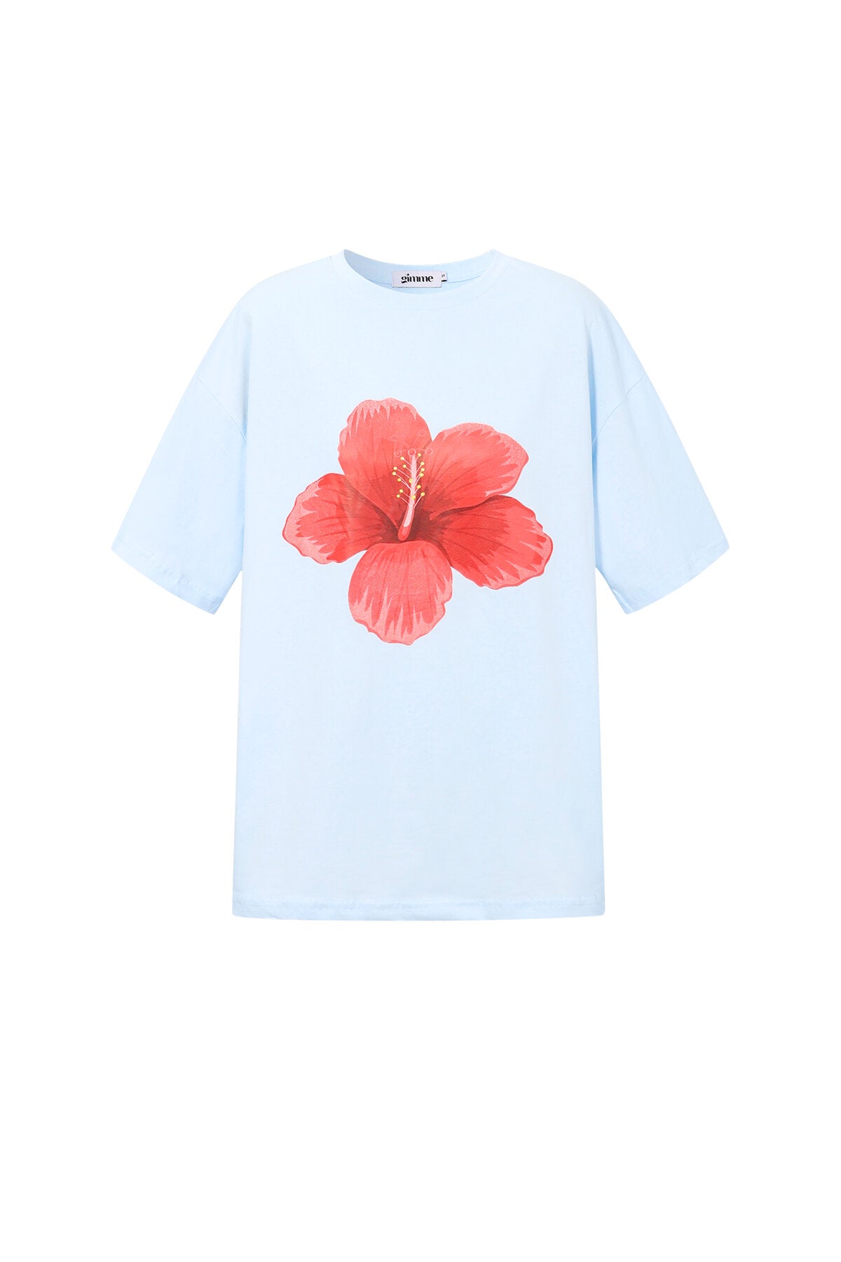 Gimme Casual Cotton Knitted T-Shirt in Red, Baby Blue & White