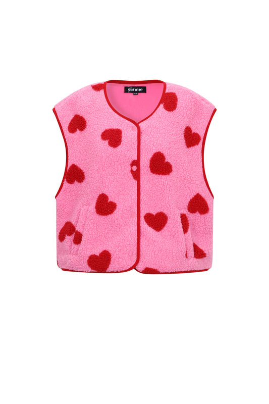 Gimme Pink & Beige Woven Heart Vest for Spring/Summer