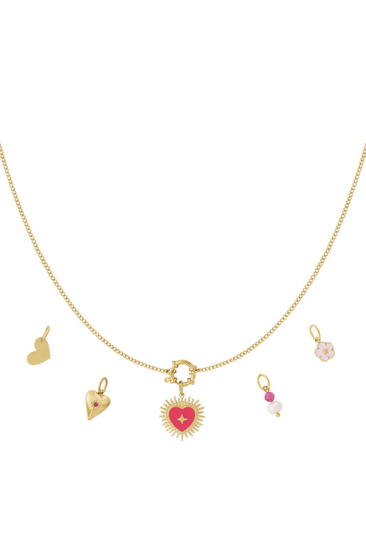 Elegant 14K Gold Plated Flower Heart Pendant Necklace