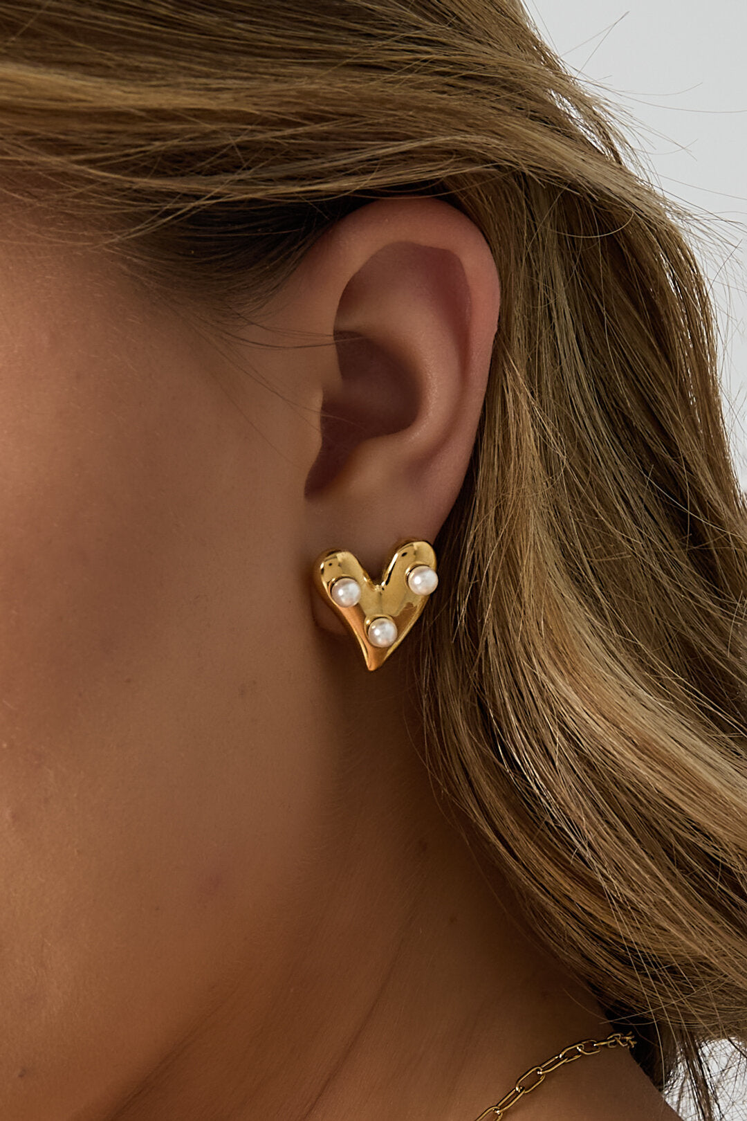 Charming Gold-Color Heart Stud Earrings for Everyday Wear