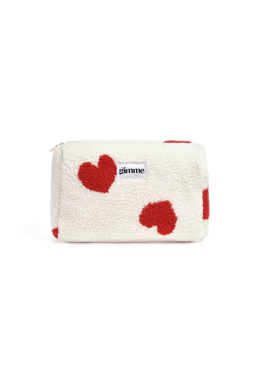 Chic Pink & Beige Heart Makeup Bag for Spring/Summer
