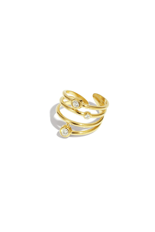 Stylish Adjustable Statement Ring in Silver & Gold