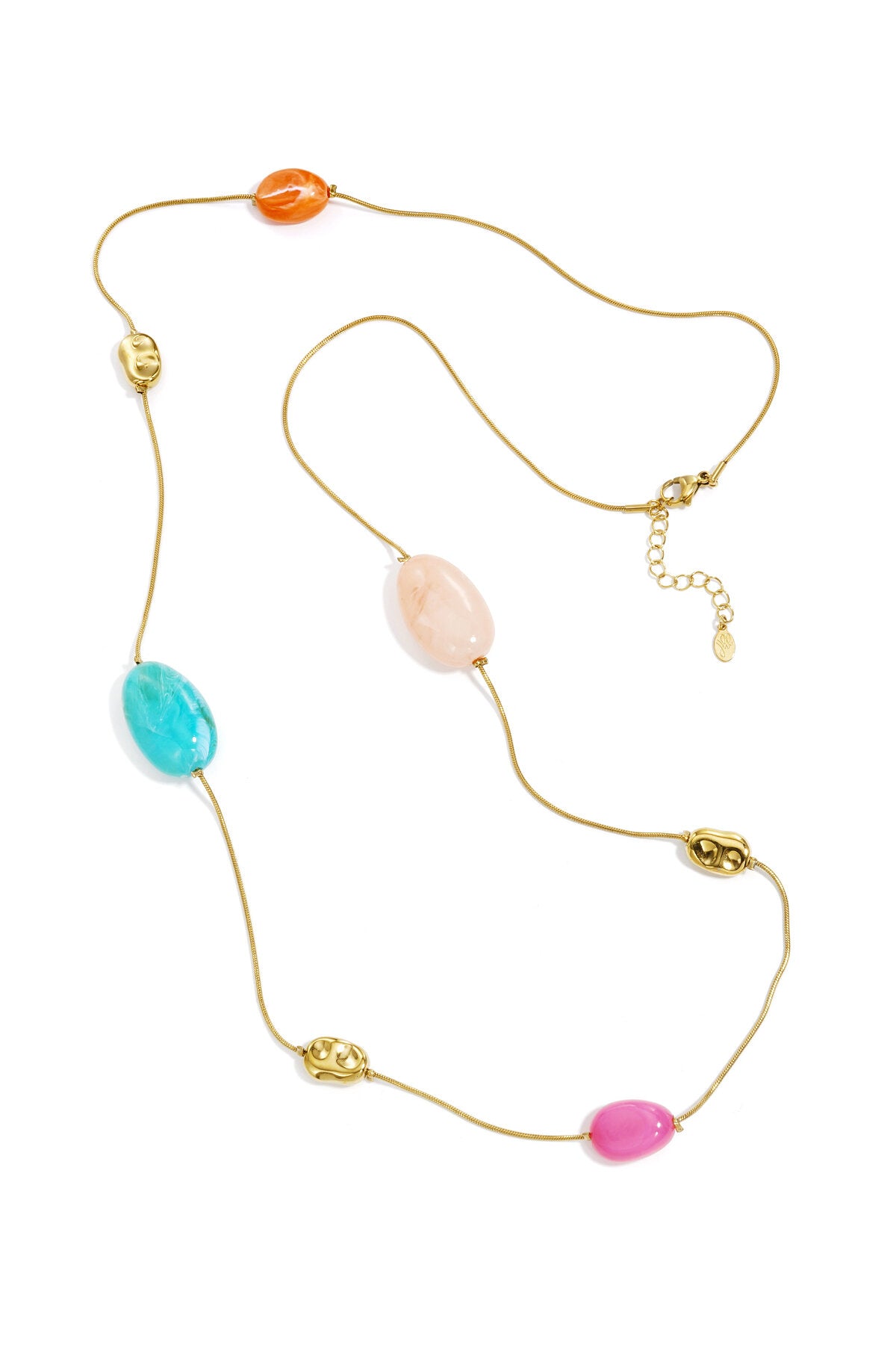 Elegant Long Necklace in Pink, Blue, Mixed Colors