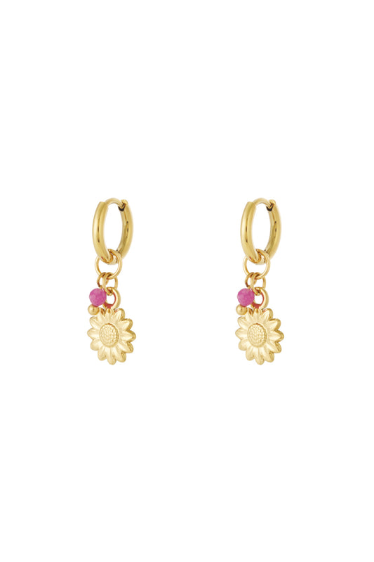 Elegant 14K Gold Plated Flower Drop Earrings