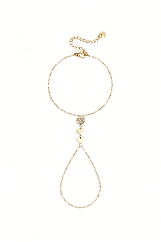 Elegant Heart Hand Chain - All Fit, Rhinestone Charm
