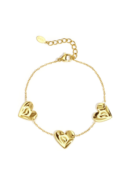 Elegant Heart Charm Bracelet for Women, Stainless Steel