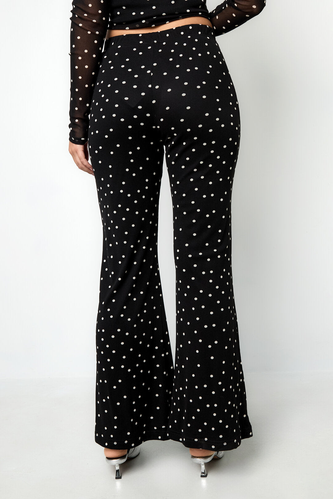 Elegant Flared Pants for Fall Winter - Polka Dots 2-Piece Set