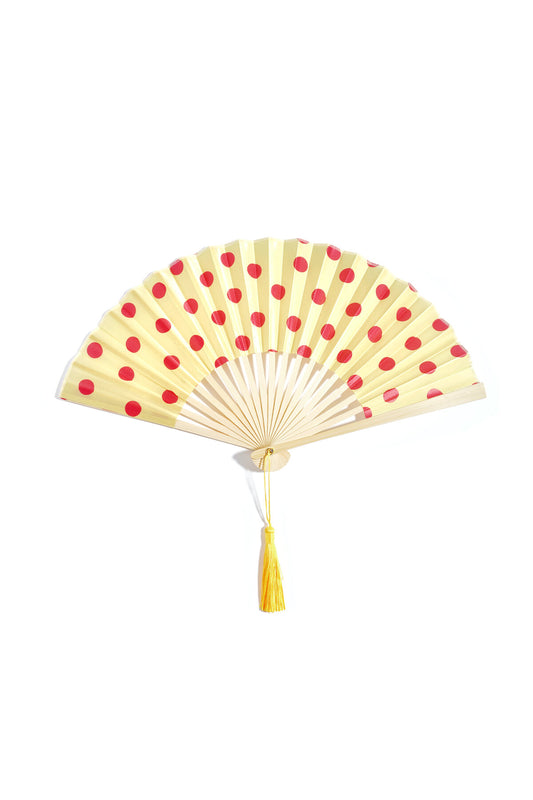 Elegant Bamboo Folding Fan in Yellow and Pink