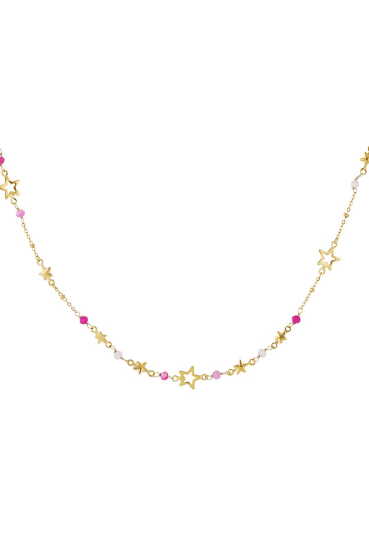 Stylish Pink & Green Star Chain Necklace for Women