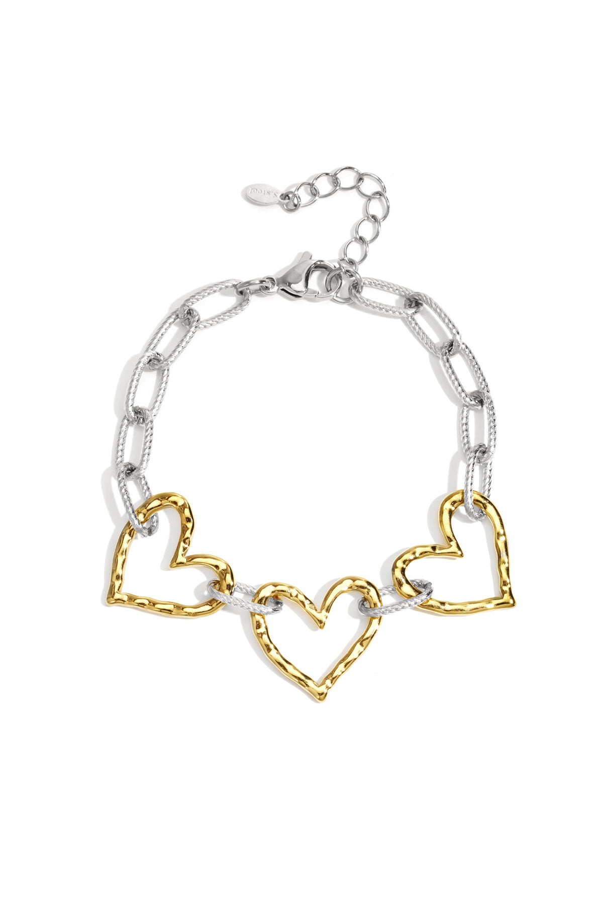 Elegant Gold & Silver Heart Chain Bracelet for Everyday Style