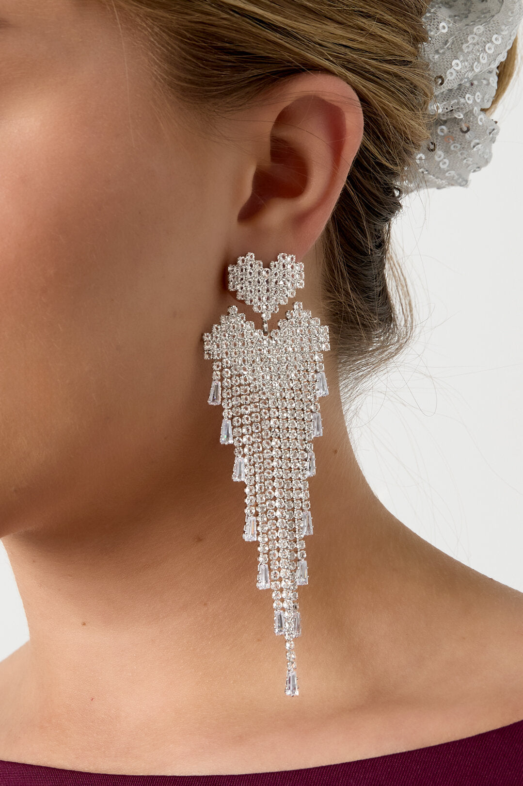 Elegant Heart-Shaped Statement Earrings for Christmas
