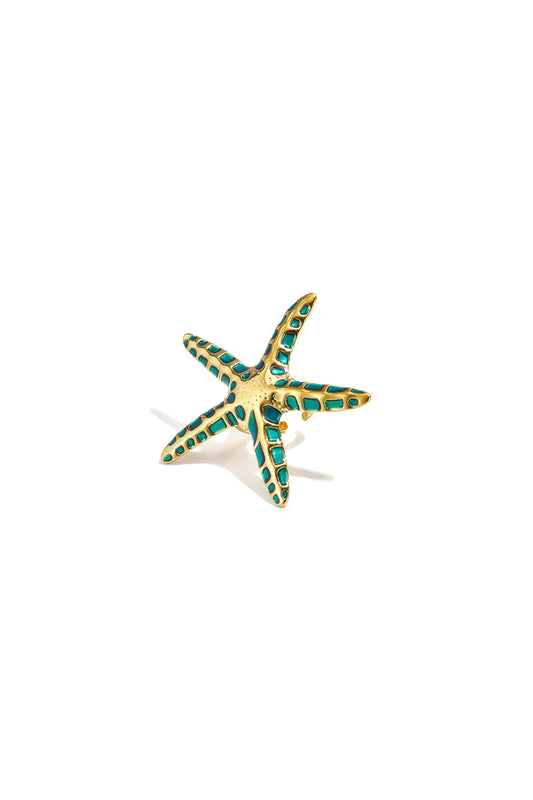 Elegant Green Starfish Adjustable Statement Ring