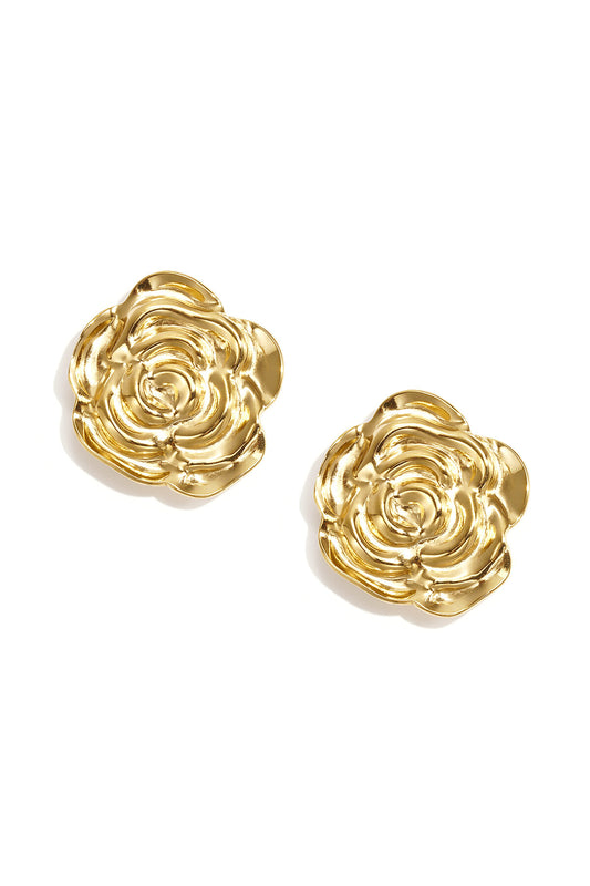 Elegant Gold Flower Cufflinks for Women