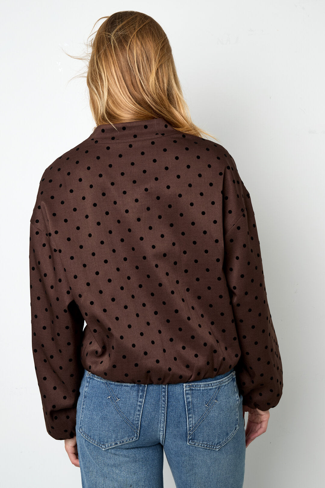 Wine Red & Dark Brown Polka Dot Winter Jacket