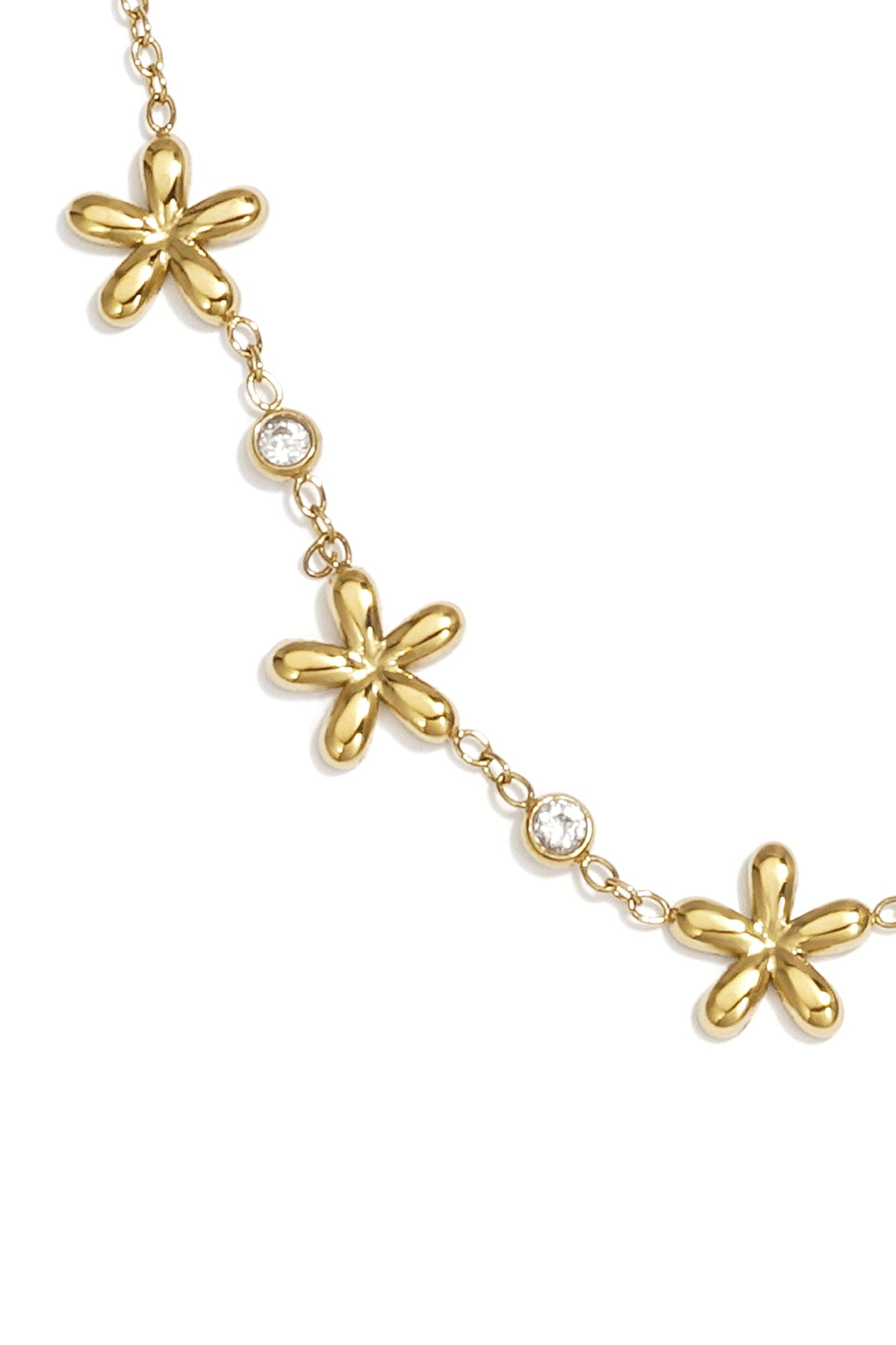 14K vergulde roestvrijstalen hangerkettingen met bloemmotief, eenvoudige dagelijkse sieradenserie voor dames.