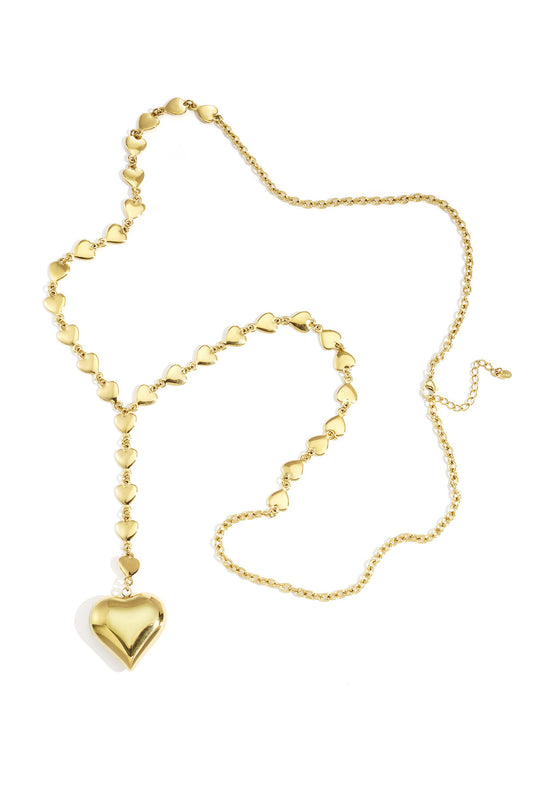 Elegant Gold Color Stainless Steel Heart Long Necklace