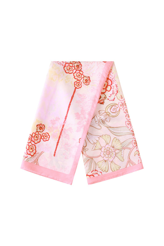Elegant Pink Floral Summer Scarf for Women