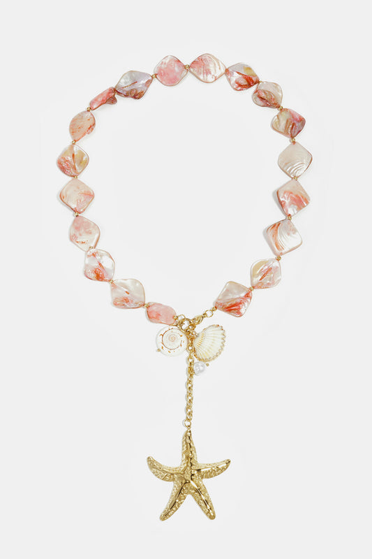Lumé Gold Color Sea Shell Beaded Necklace