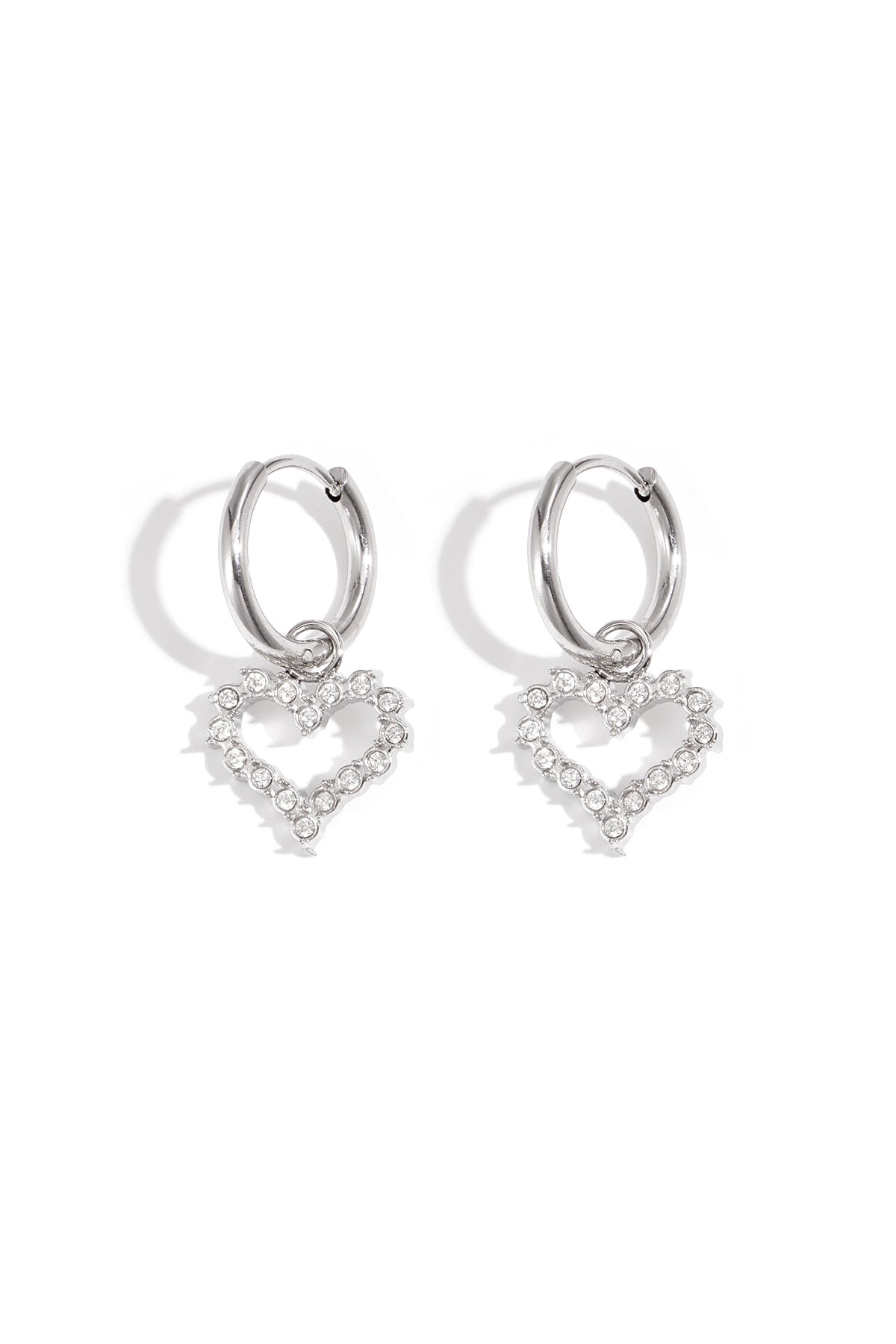 Elegant Heart-Shaped Rhinestone Drop Earrings